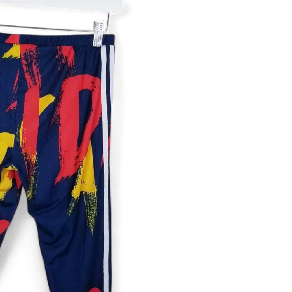 ADIDAS Paris Graphic Print Three Stripe Leggings Navy Red Yellow - Medium - Picture 7 of 12